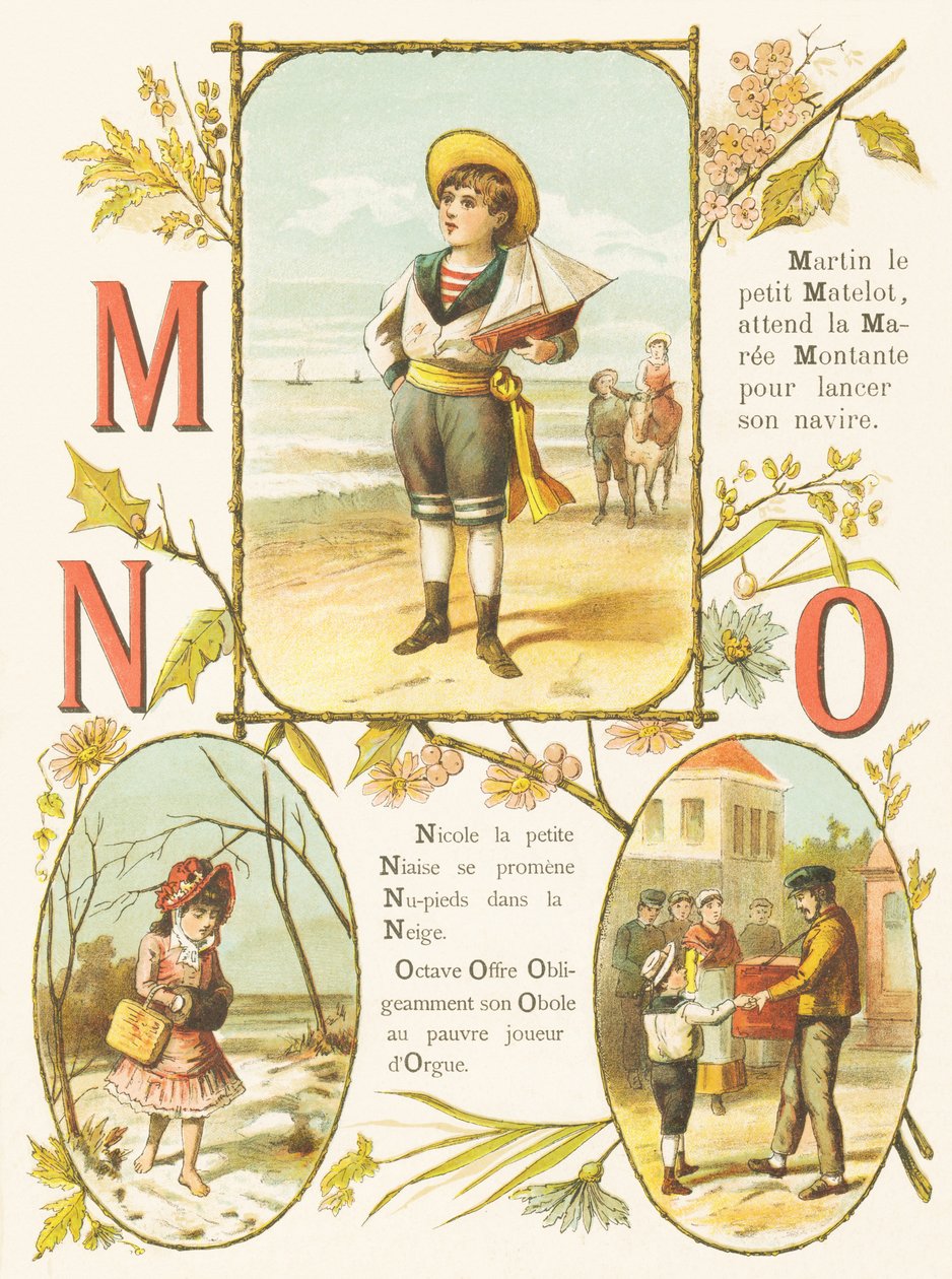 M N W: Sjømann, Maree, Niaise, Barfot, Snø, Obole, Orgel av French School