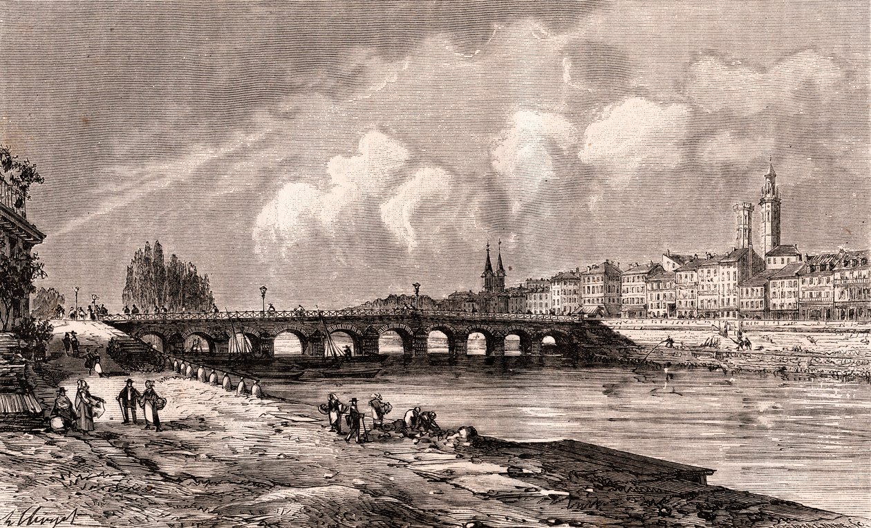Macon - Bourgogne-Franche-Comte - gravering i "La France illustrée: geografi, historie, statistisk administrasjon" av VA Malt-Brown. 1884 av French School