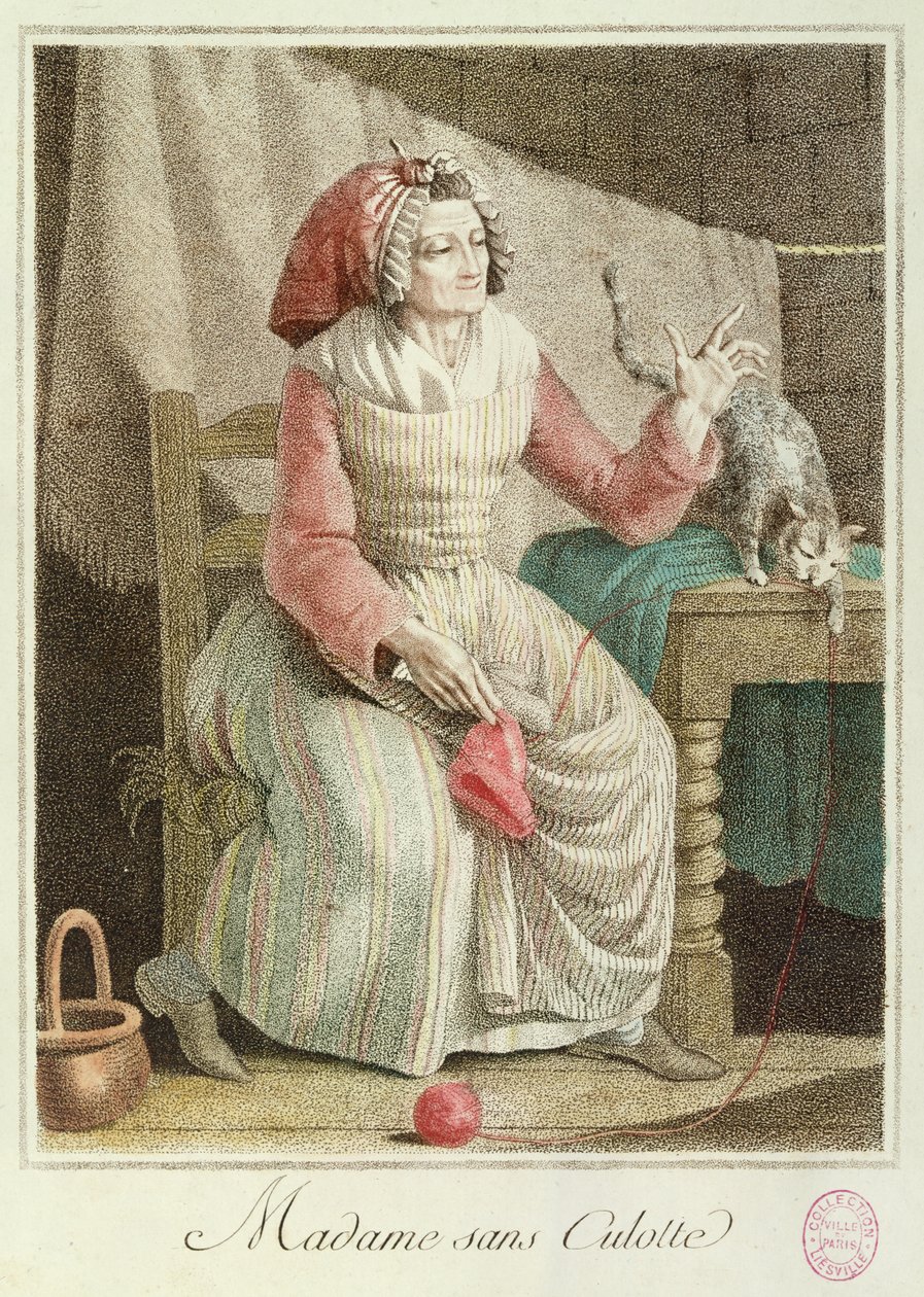 Madame Sans-Culotte, 1792 (fargegravering) av French School