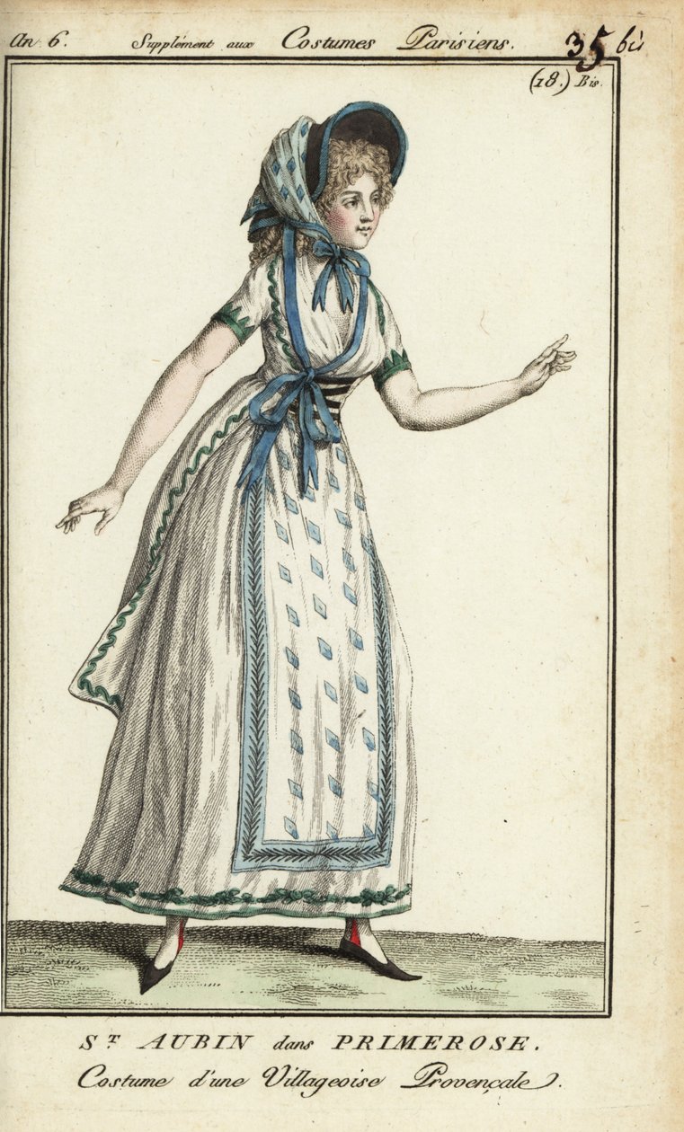 Madame de St. Aubin i kostyme som Primerose. av French School