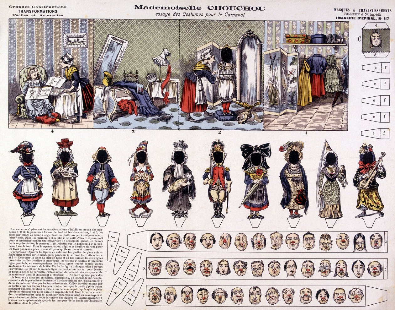 Mademoiselle Chouchou - Prøv kostymer til karneval: transformasjoner. 1800-tallet. av French School