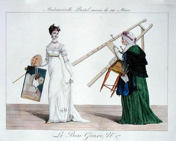 Mademoiselle Pastel etterfulgt av hennes mor, plate 17 fra 