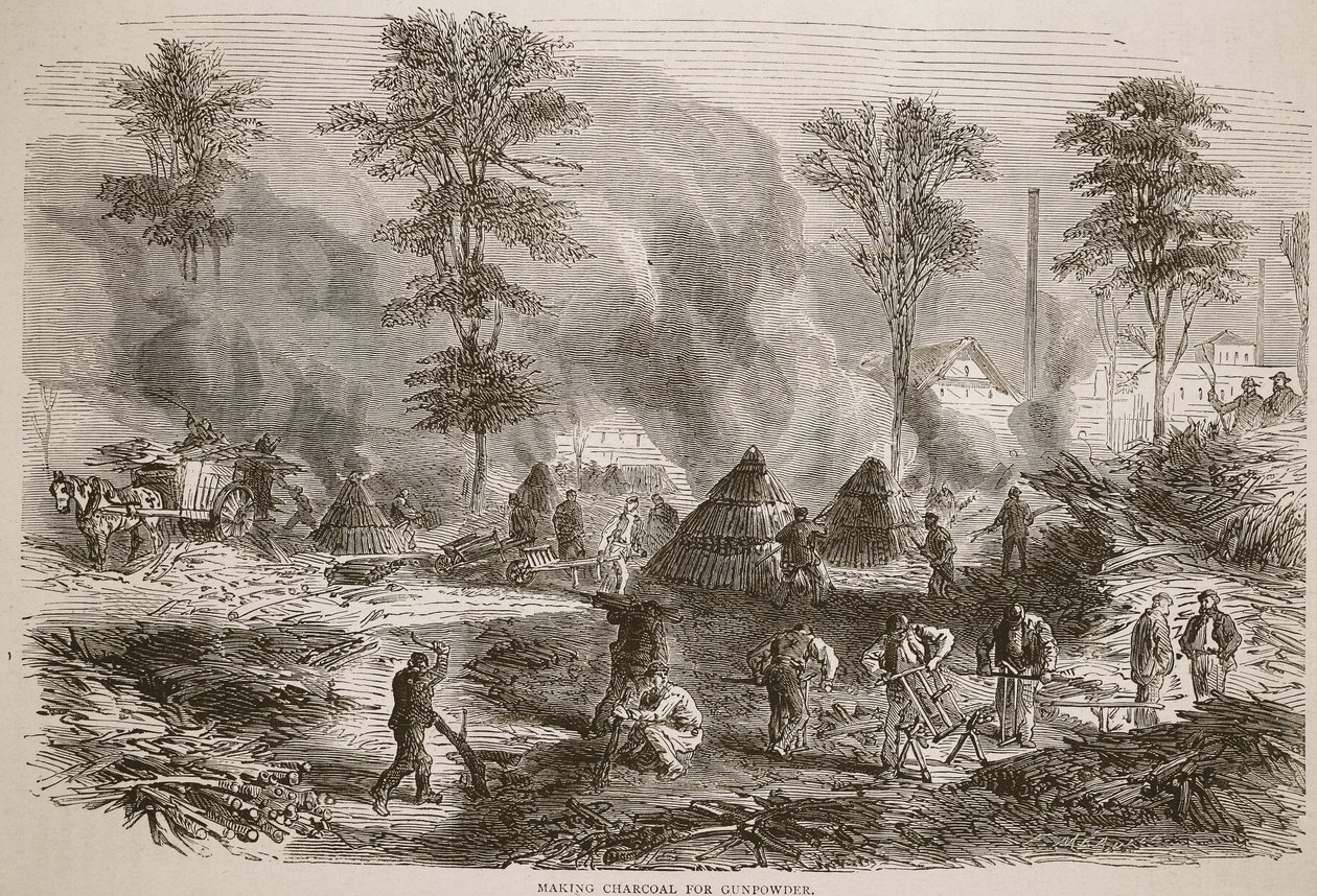 Lage kull til krutt, illustrasjon fra Cassells History of the War between France and Germany, 1870-1871 av French School