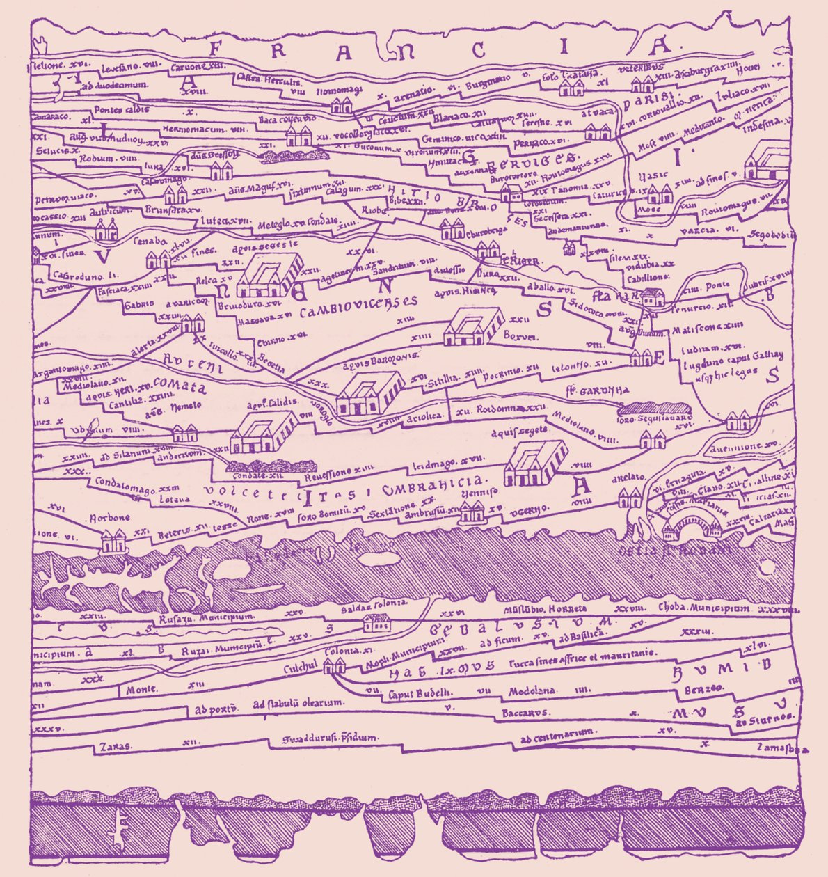 Kart over Gallia - fragment av French School