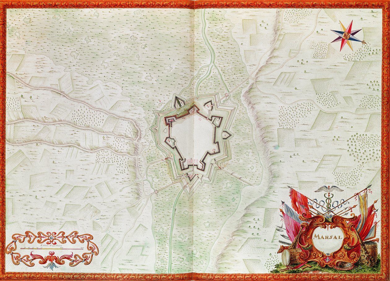 Kart over Marsal, fra Atlas de Louis XIV av French School