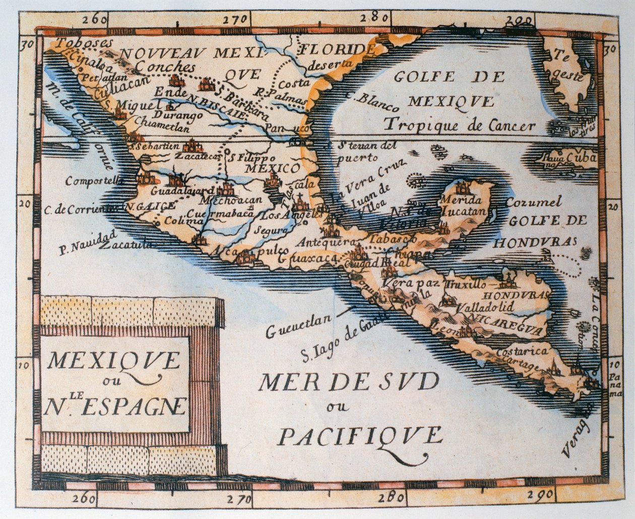 Kart over Mexico eller New Spain, 1625 av French School