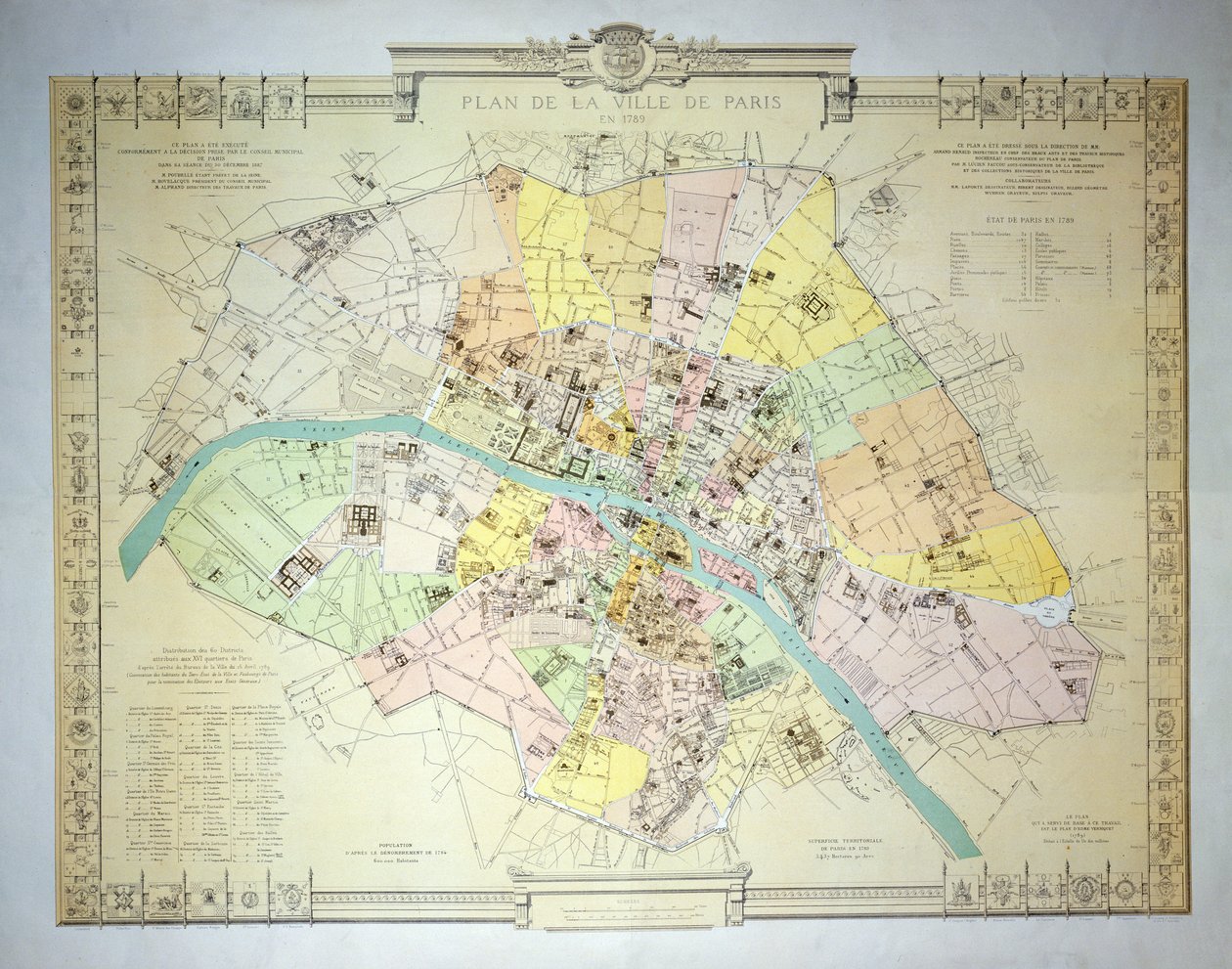 Kart over Paris i 1789, 1887 av French School