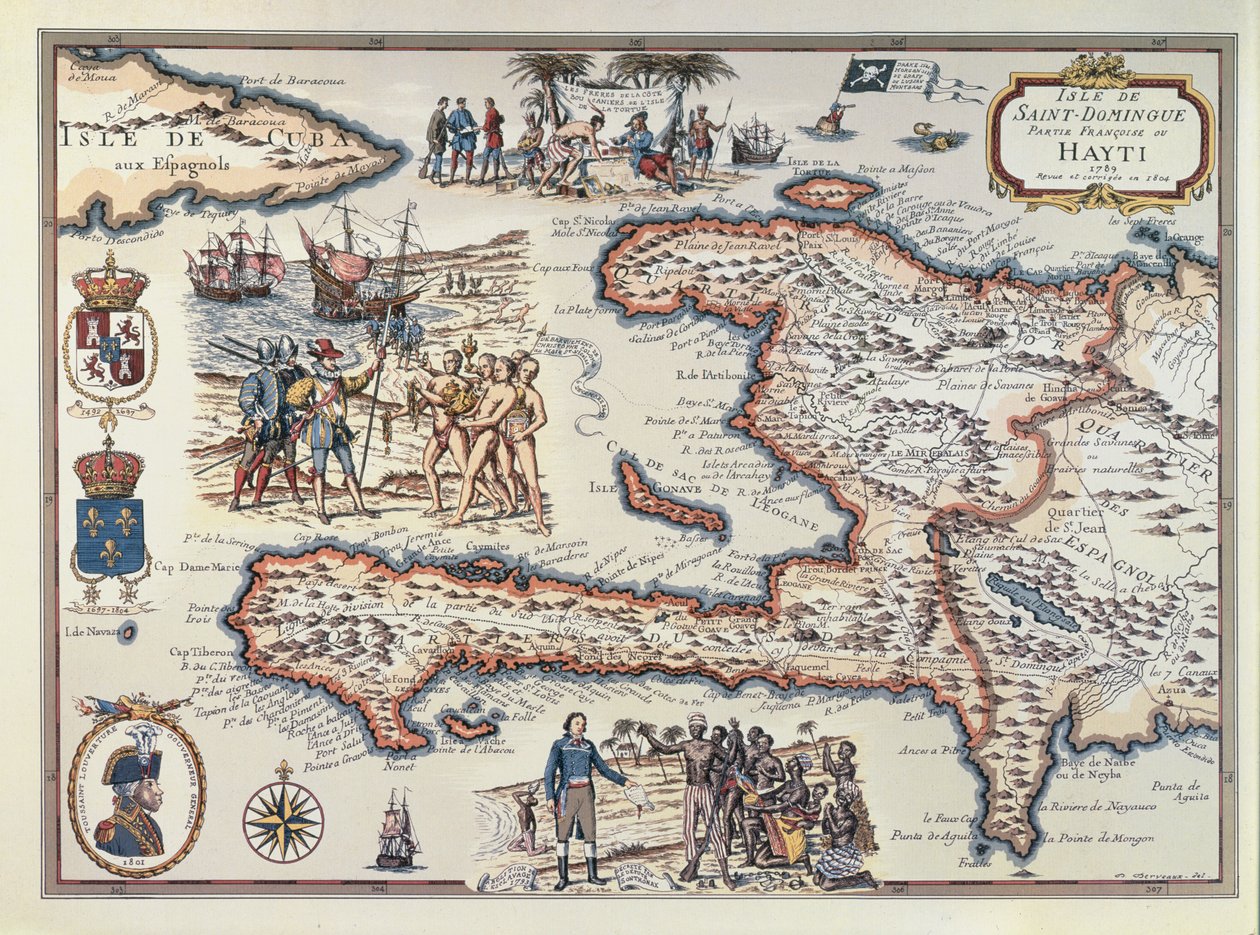 Kart over øya Haiti, 1789 av French School