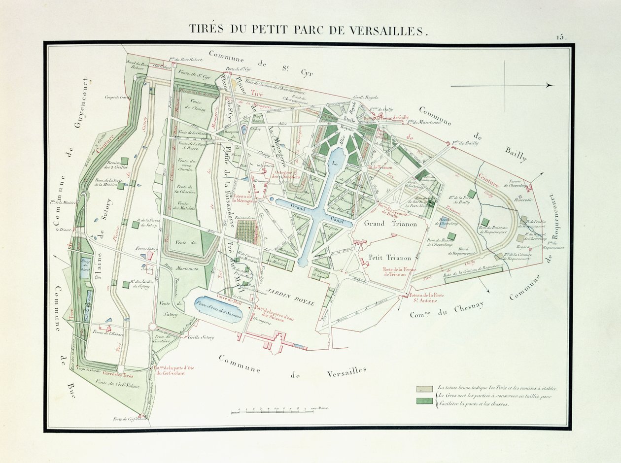 Kart over den lille parken i Versailles, 1818-1819 av French School