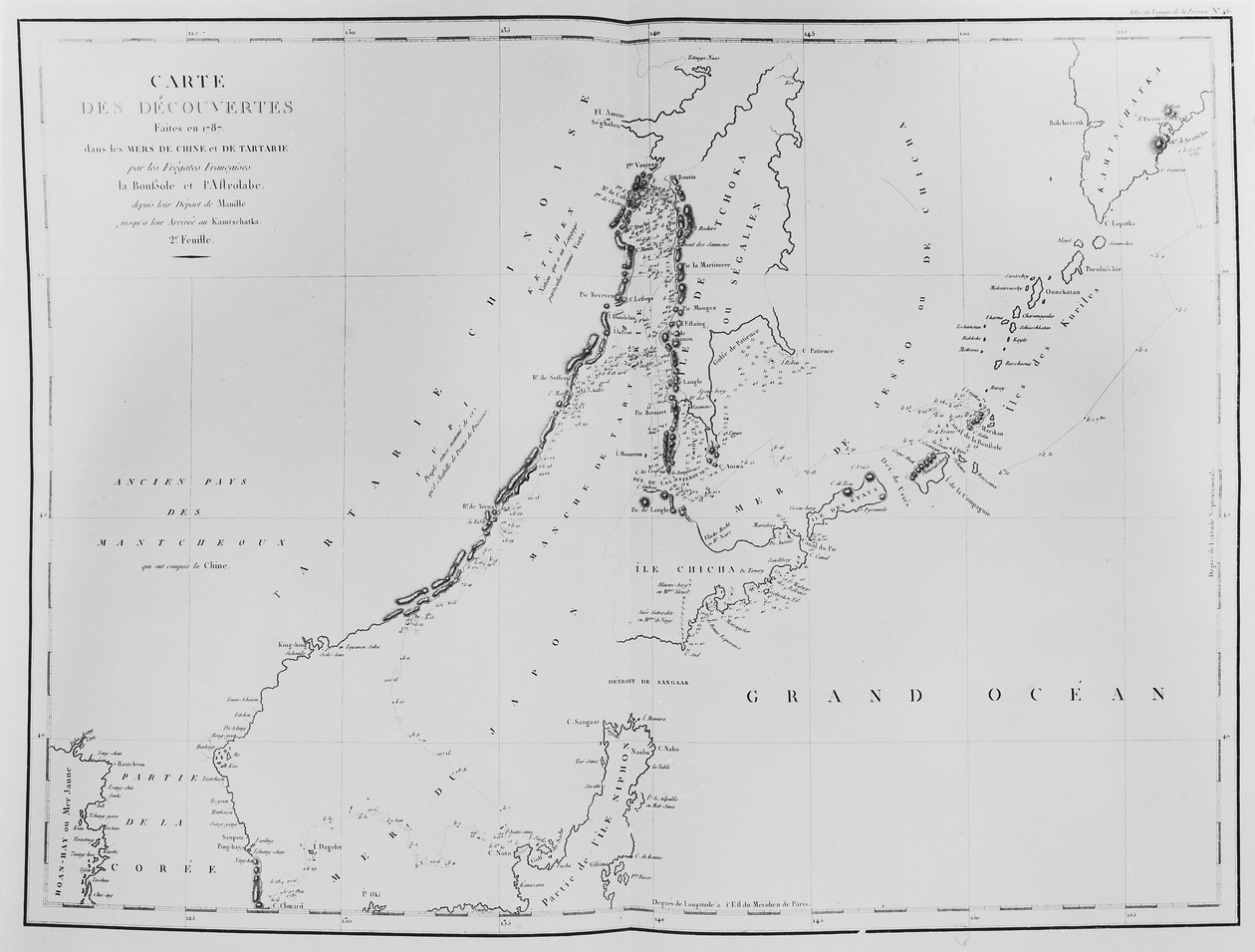 Kart over funnene gjort i 1787 i Kinahavet og Tartarystredet av de franske fregattene La Boussole og L