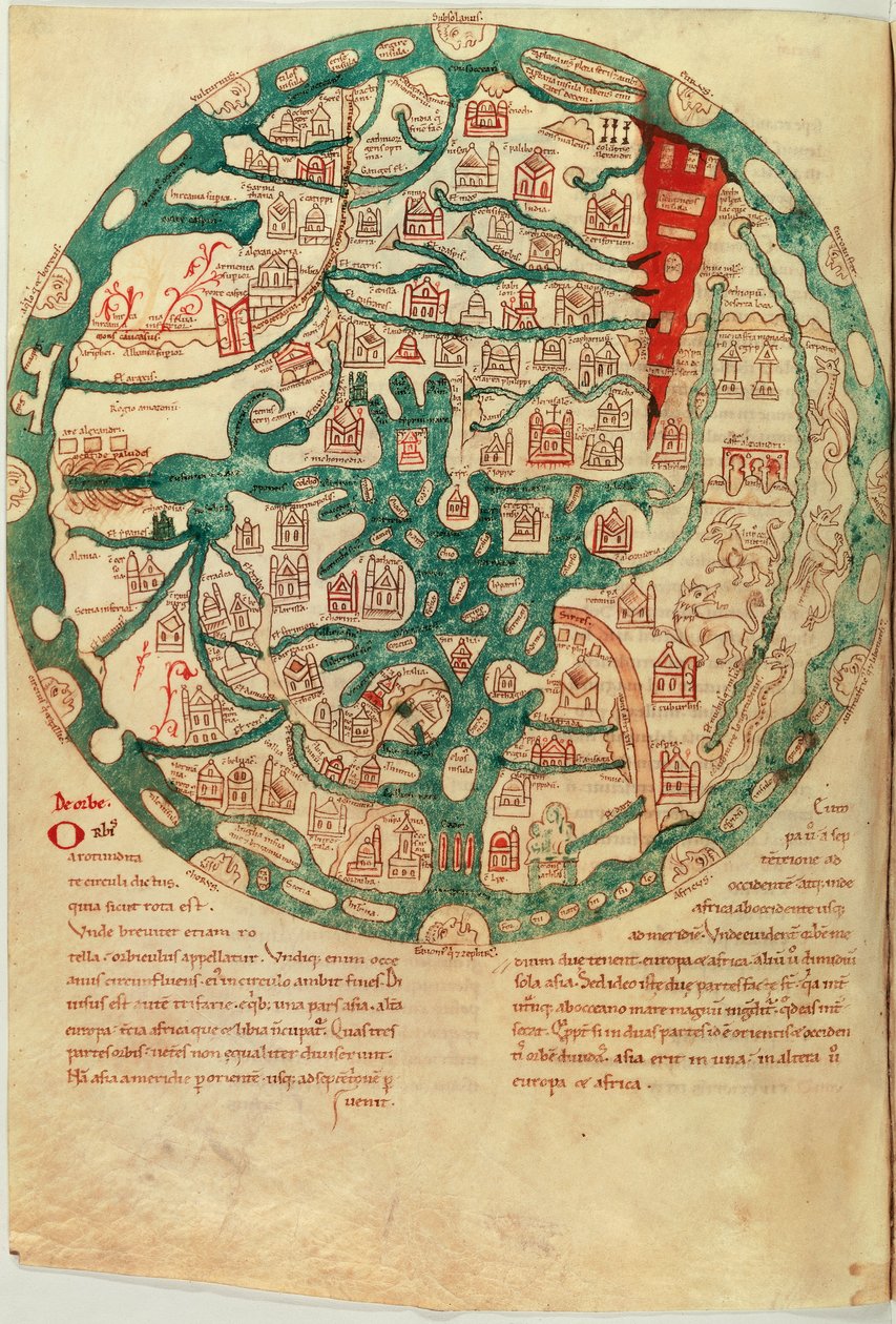 Mappamundi, etter Isidore av Sevilla, ca. 1130-1135 av French School