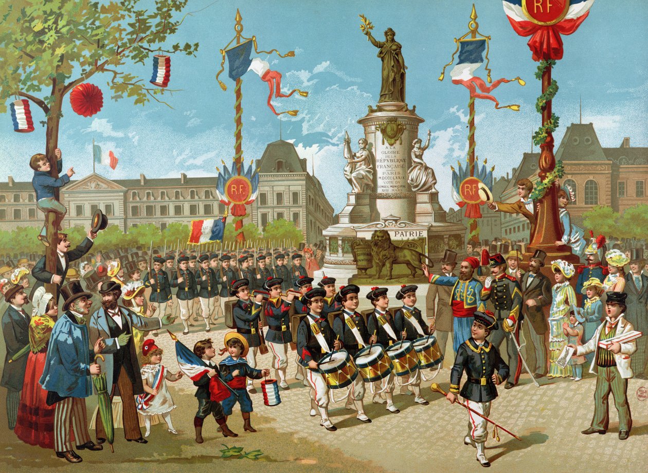 mars for skolebataljoner den 14. juli 1883 på Place de la Republique av French School