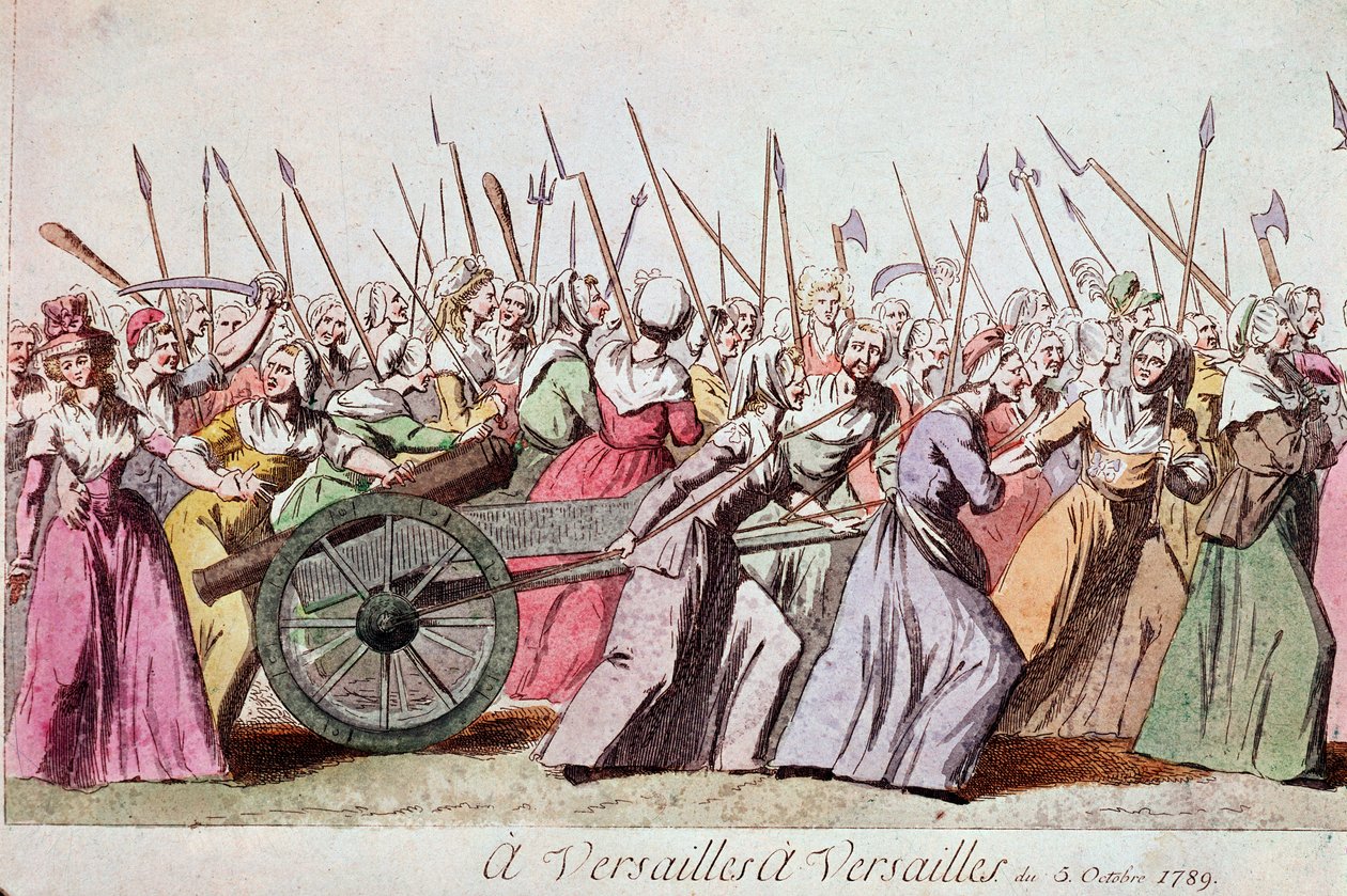 March of the Women on Versailles, Paris, 5. oktober 1789 (gravering) av French School