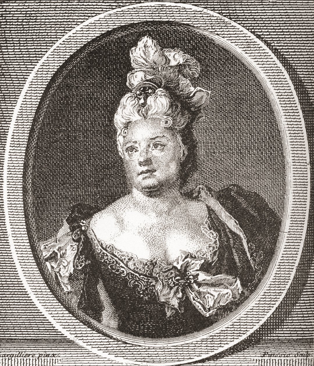 Marianne Duclos de Chateauneuf, 1664 - 1747. Fransk skuespillerinne. Fra Les Heures Libres utgitt 1908. av French School