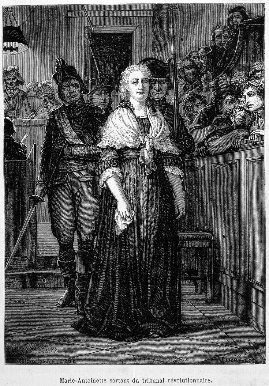 Marie Antoinette forlater den revolusjonære domstolen - gravering - i "" L