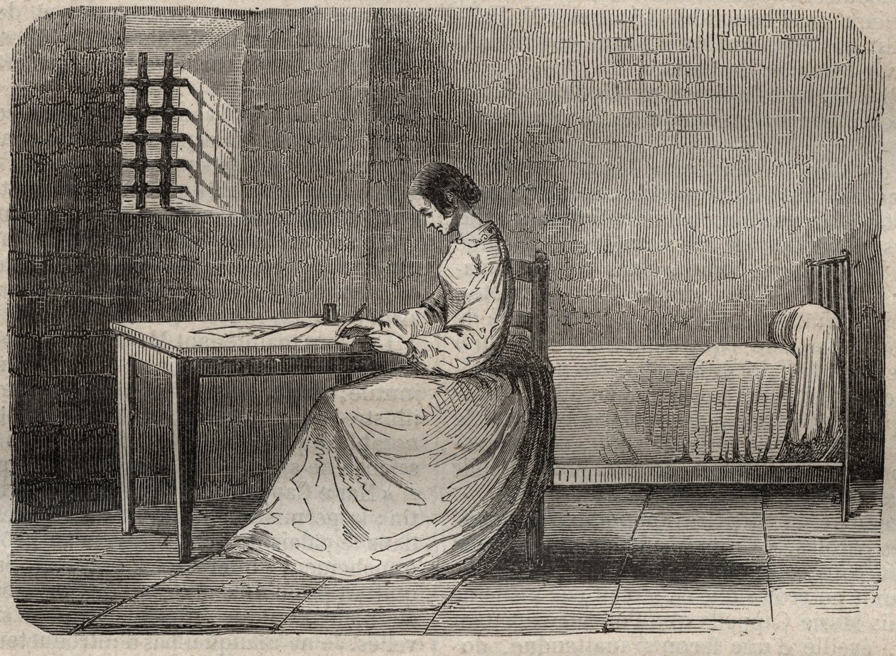 Marie Fortunee Capelle, Marie Lafarge (Madame) (1816-1852) Fransk kriminell i fengselet hennes - Gravering i "Causes celebres de tous les peuple" av Armand Fouquier (1817-18?) 1858-1867 - privat samling av French School