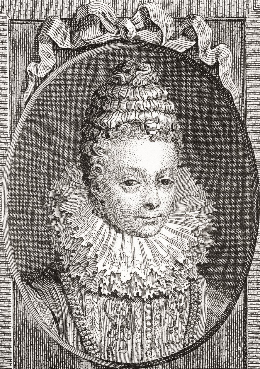 Marie de Médicis, 1575 1642. Dronningkonsort av Frankrike, som den andre konen til kong Henrik IV av Frankrike. Fra Les Heures Libres utgitt 1908. av French School