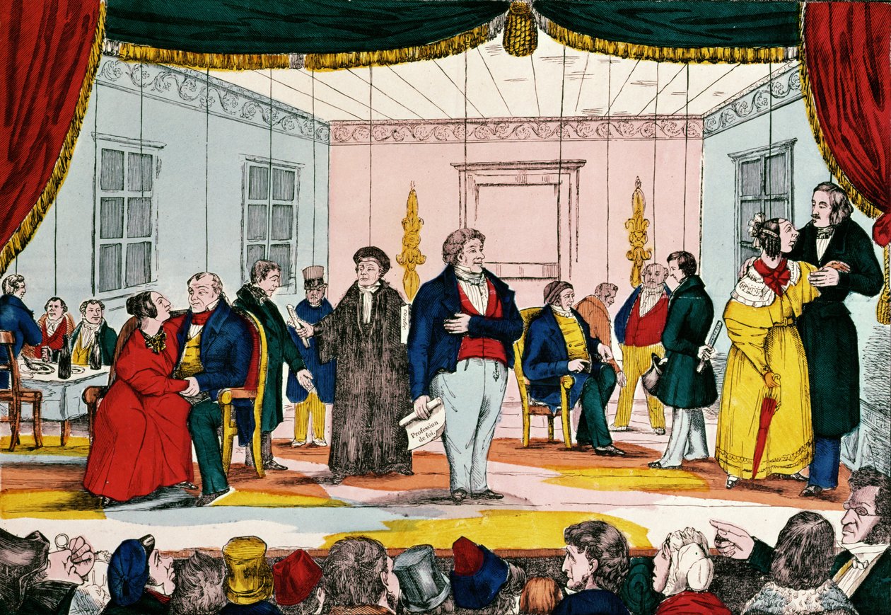 Marionetter, karikatur av borgerskapet, 1839 av French School