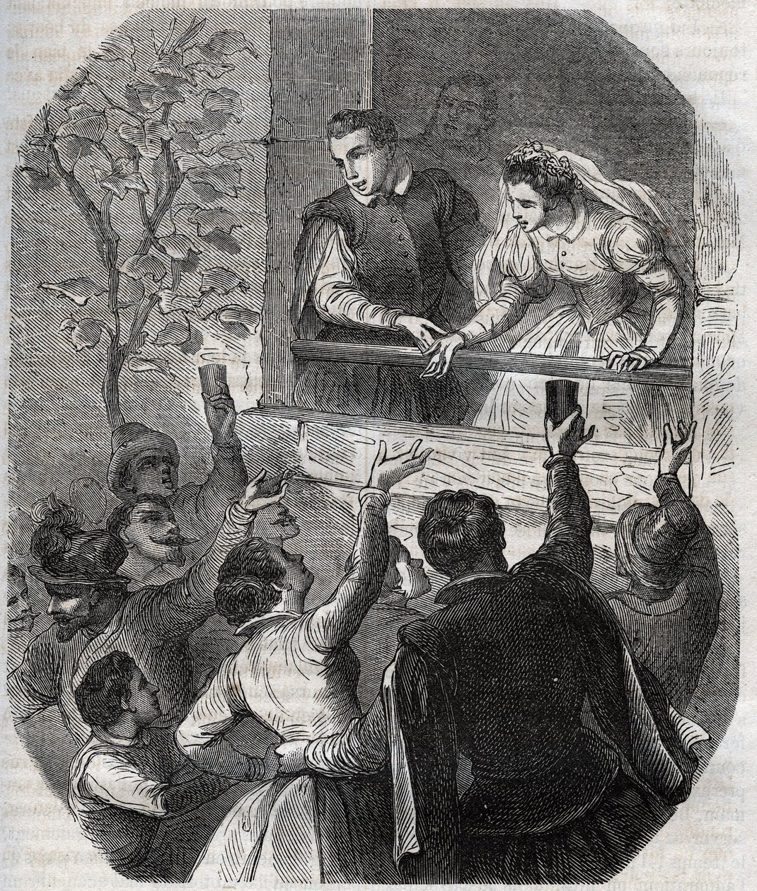 Ekteskap av Martin Guerre (ca. 1524) og Bertrande de Rols i Artigat (Ariege) 15. mai 1539. Gravering fra 1871 i «Histoire Des Cocuses Celebres»» av Henry de Kock (1819-1892). av French School