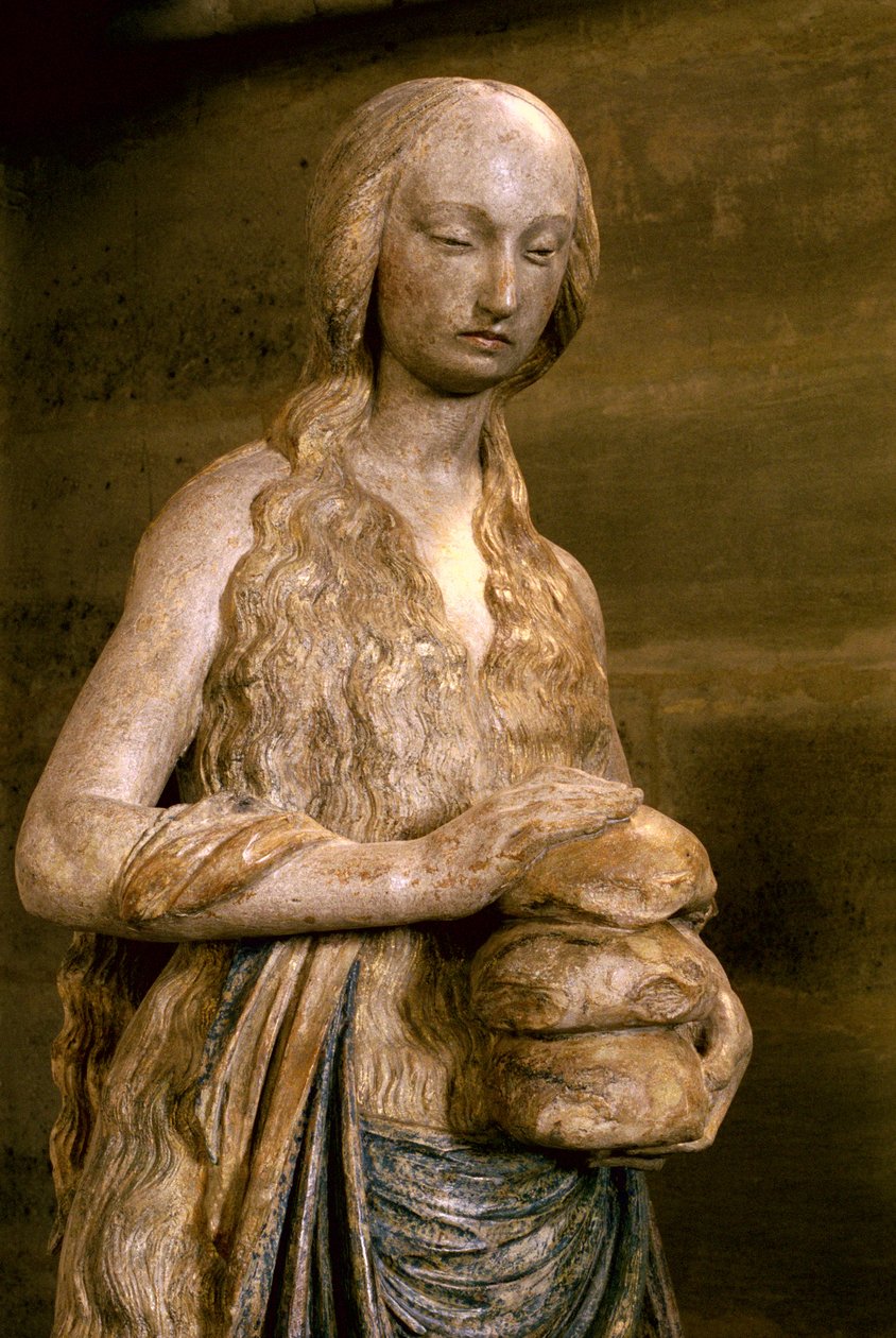 Mary Magdalene, sent på 1400-tallet (polykron stein) (se også 248112, 252685, 252686) av French School
