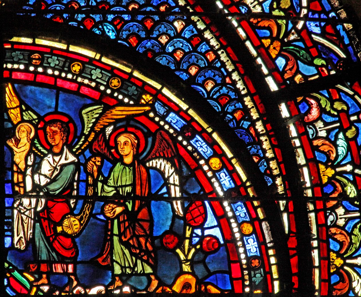 Mary Magdalene-vinduet: Maria Magdalenas sjel er velsignet (w46) av French School