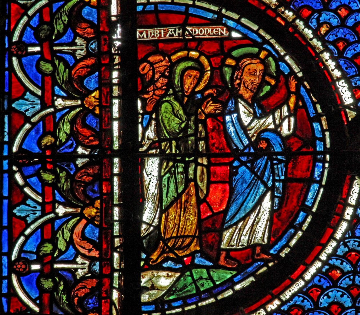 Maria Magdalena-vinduet: Maria, Marta og Jesus går til Lasarus-graven (w46) av French School