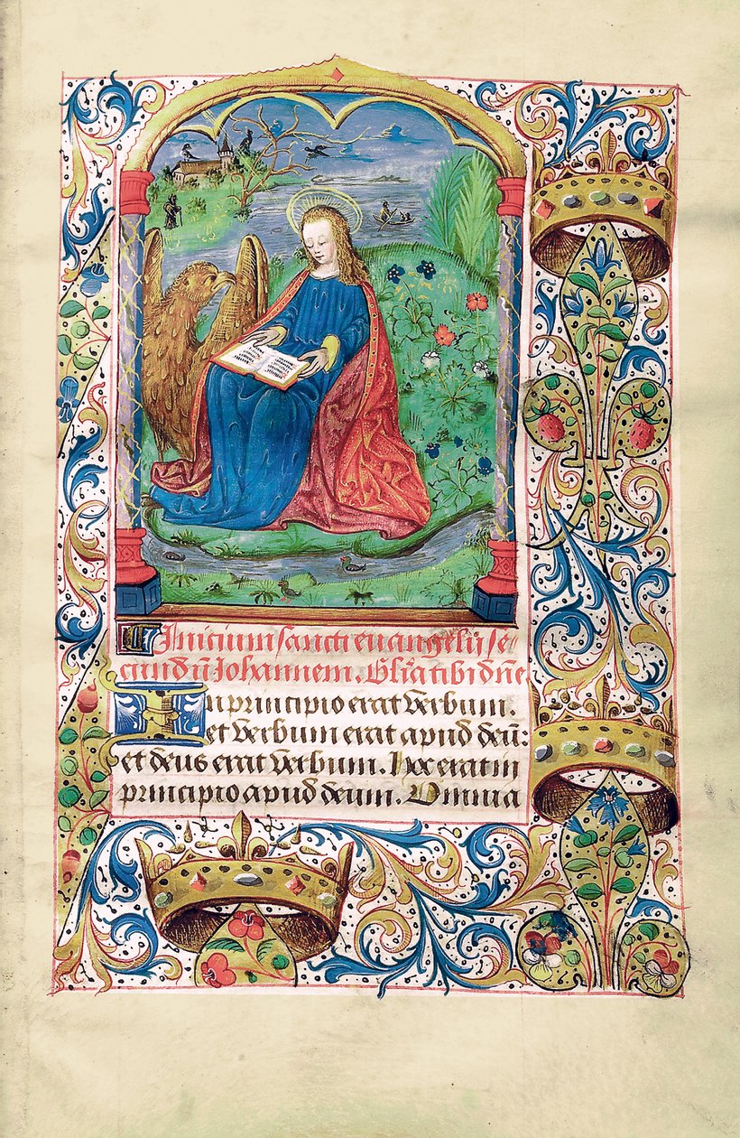 Mary Magdelene in the Wilderness, illustrasjon fra "Time Book, Use of Langres", ca.1500 av French School