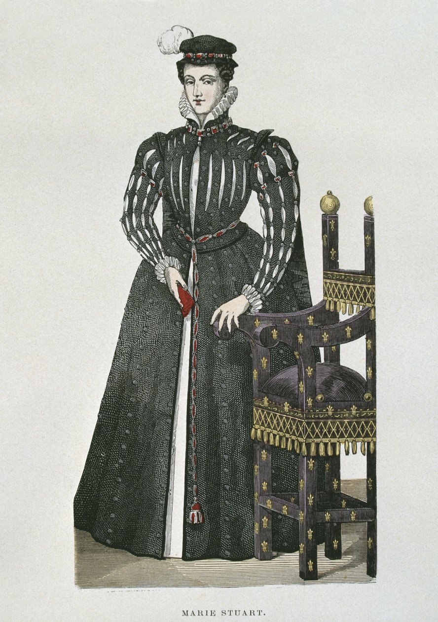 Mary Queen of Scots (1542-87), kopi av en miniatyr fra Recueil de Gaignieres av French School