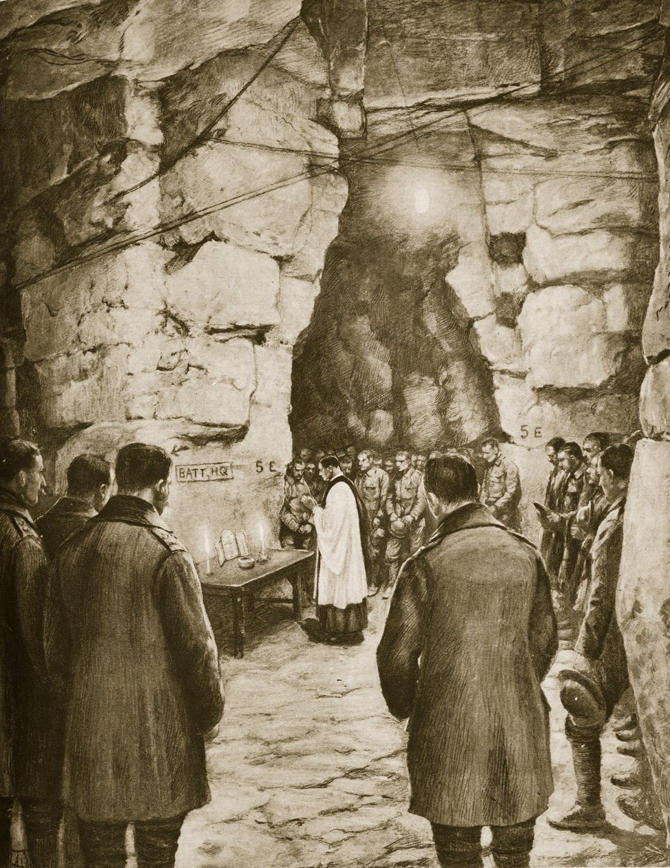 Masse som ble tatt før kamp i de franske hulene, 1914-19 av French School