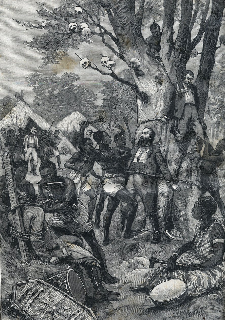 Massakre i Kongo: Europeiske forsyninger fra kannibaler. I "Le petit Parisien"" fra 1898. av French School