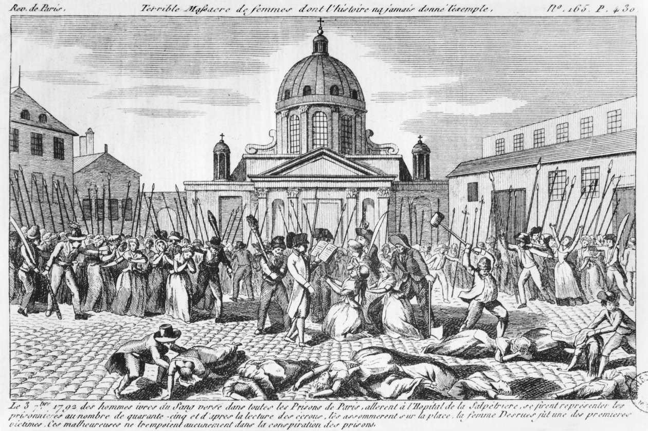 Massakren på kvinnene ved Hopital La Salpetriere, 3. september 1792 av French School