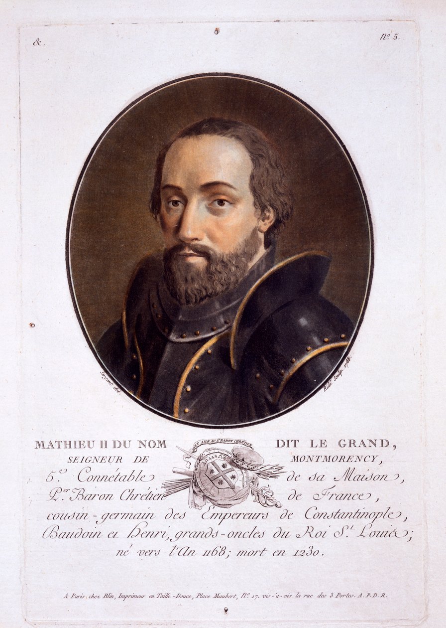 Mathieu II de Montmorency, fra Portraits of Great Men, Illustrious Women, and Memorable Subjects of France, utgitt 1787-92 av French School