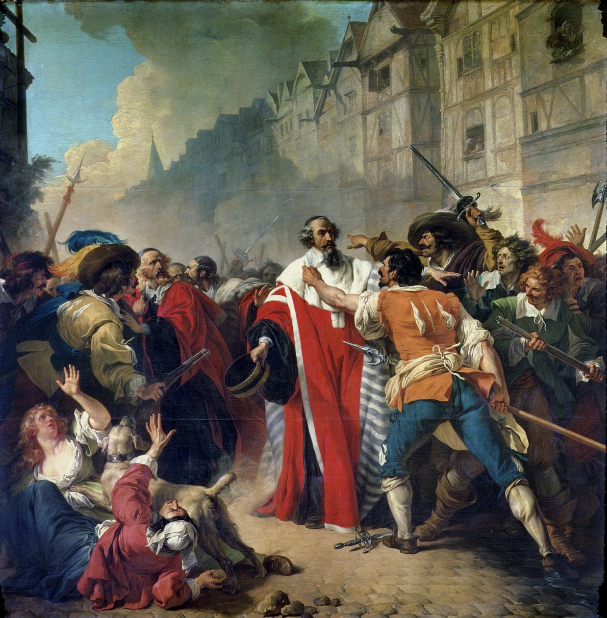 Mathieu Mole ble stoppet av den parisiske folkemengden da han kom tilbake fra å besøke Mazarin og dronning Anne av Østerrike, 1879 av French School
