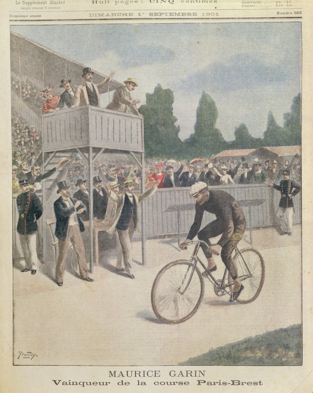 Maurice Garin (1871-1957) mester i Paris-Brest-løpet, fra Le Petit Journal, 1. september 1901 av French School