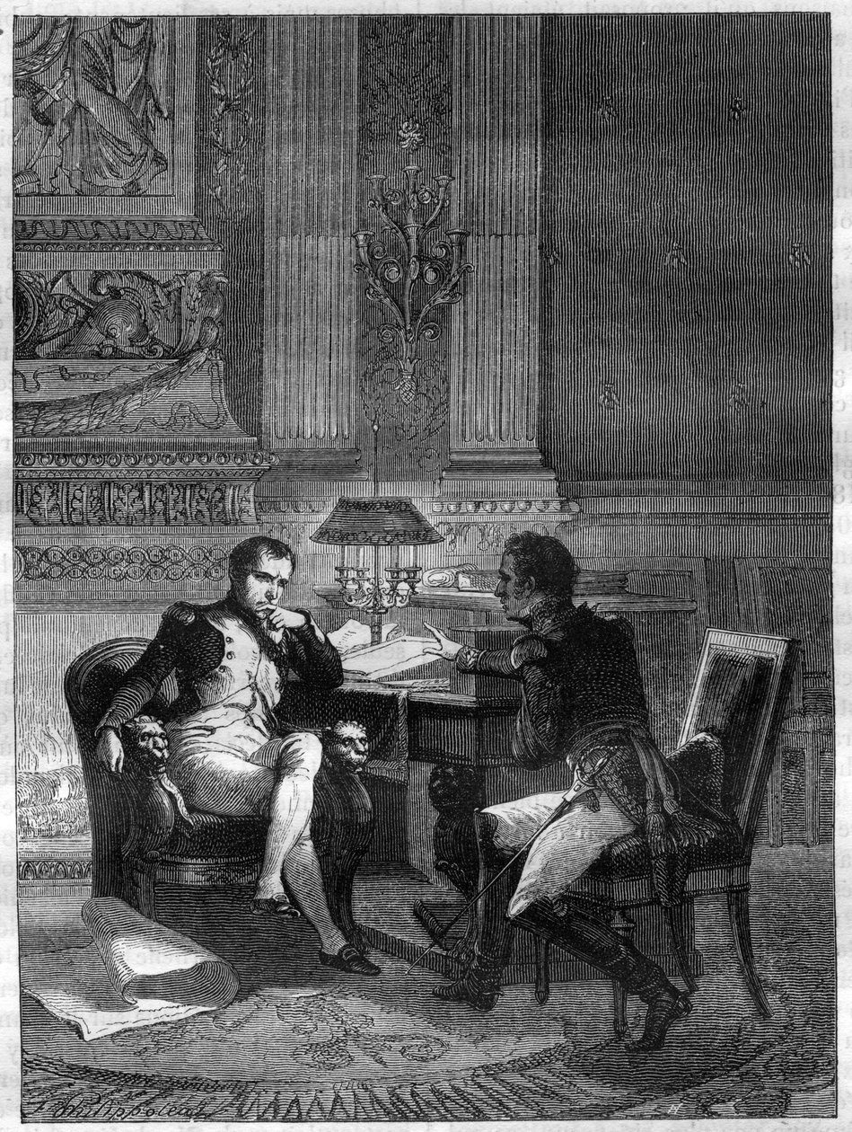 Maximilien Sebastien Foy (1775 - 1825), fransk general, rapporterte til keiser Napoleon I om situasjonen ved Lines of Torres Vedras av French School