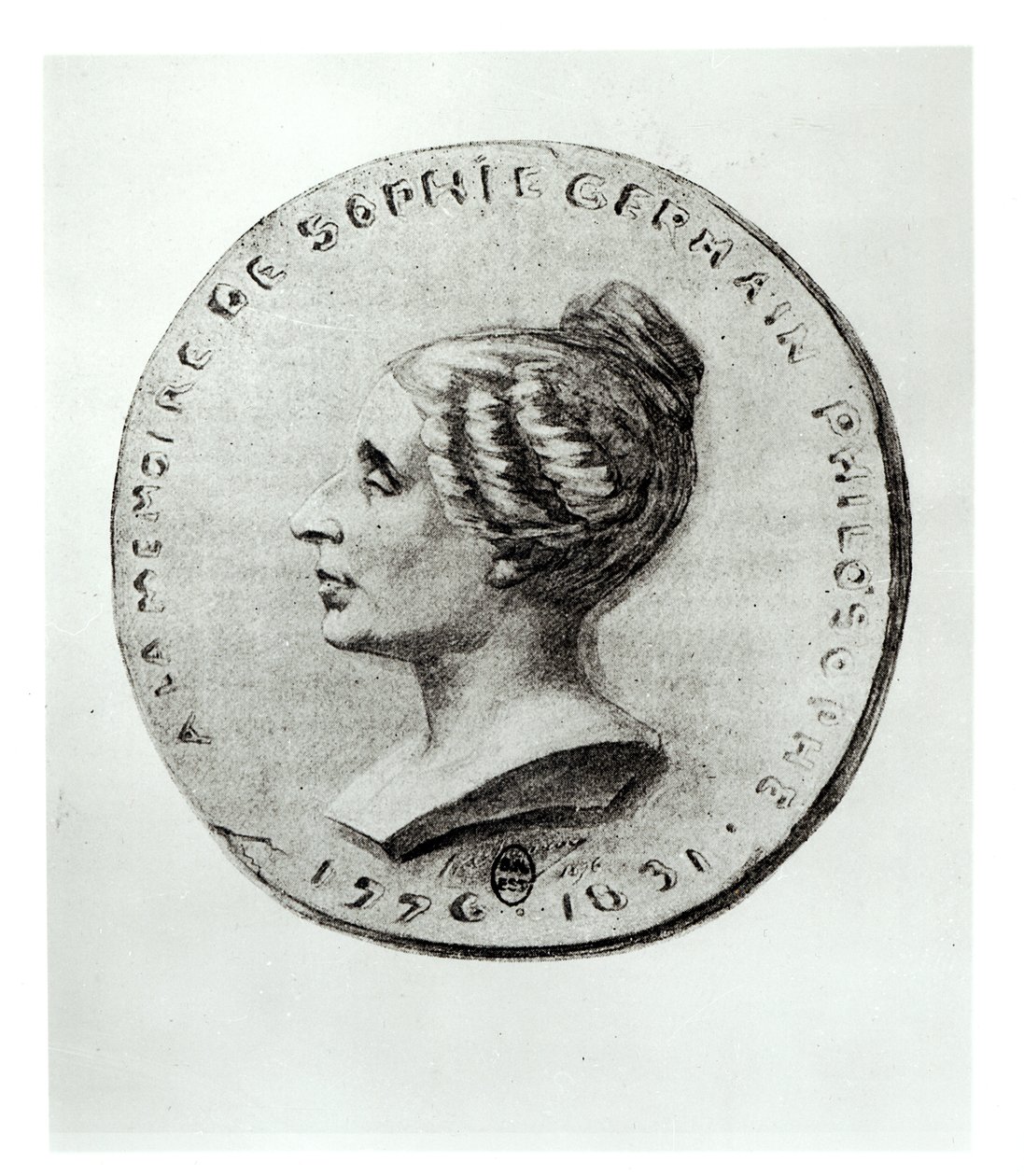 Medalje som viser Sophie Germain (1776–1831) av French School