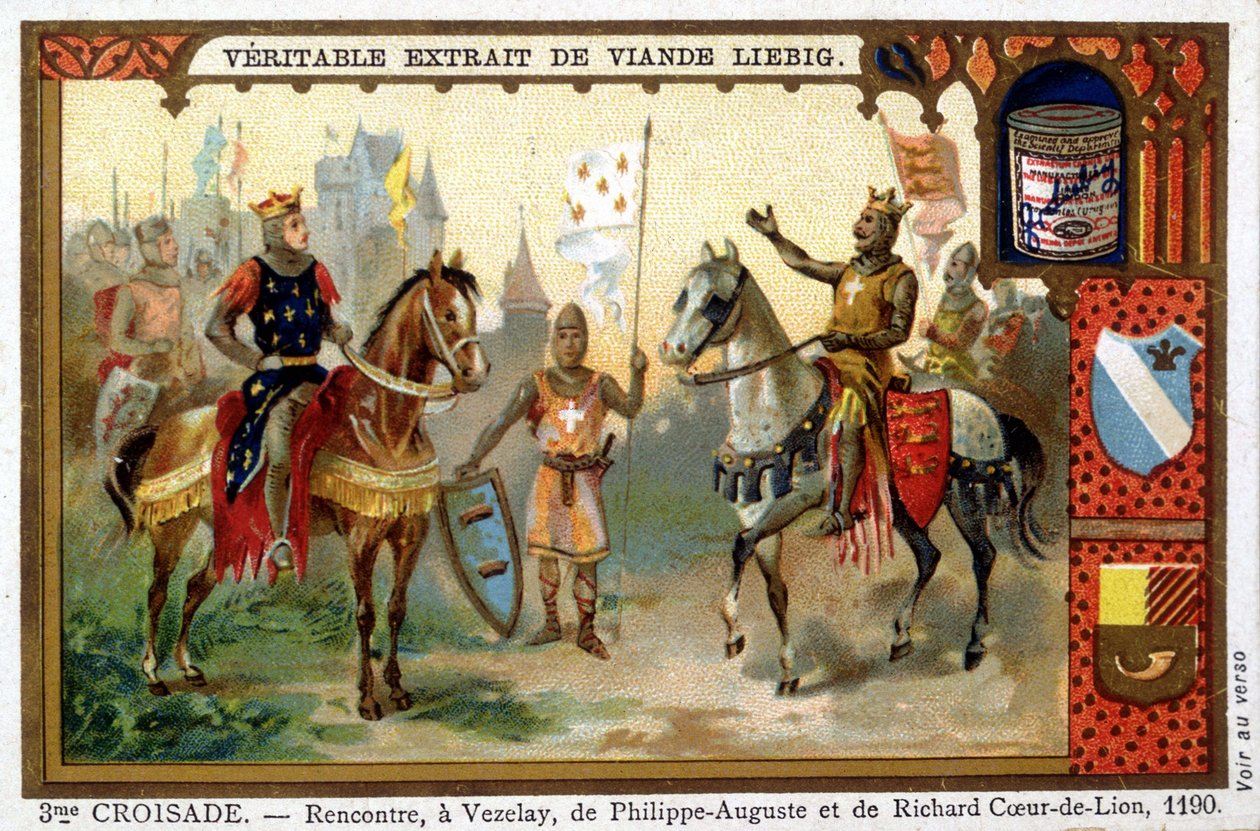 Møte i Vezelay av Philippe Auguste og Richard Coeur de Lion av French School