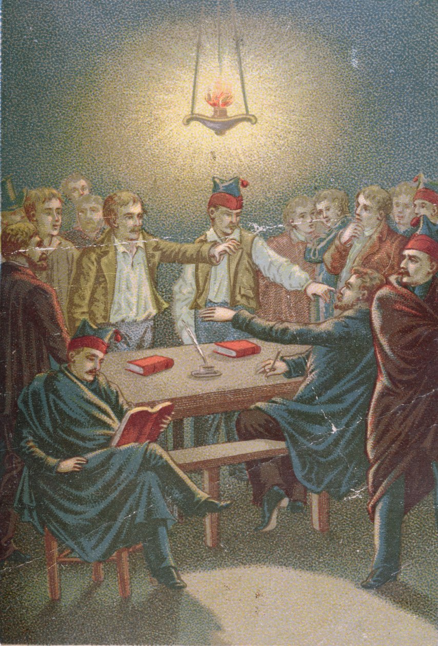 Møte av Carbonari, ca. 1815-30 av French School