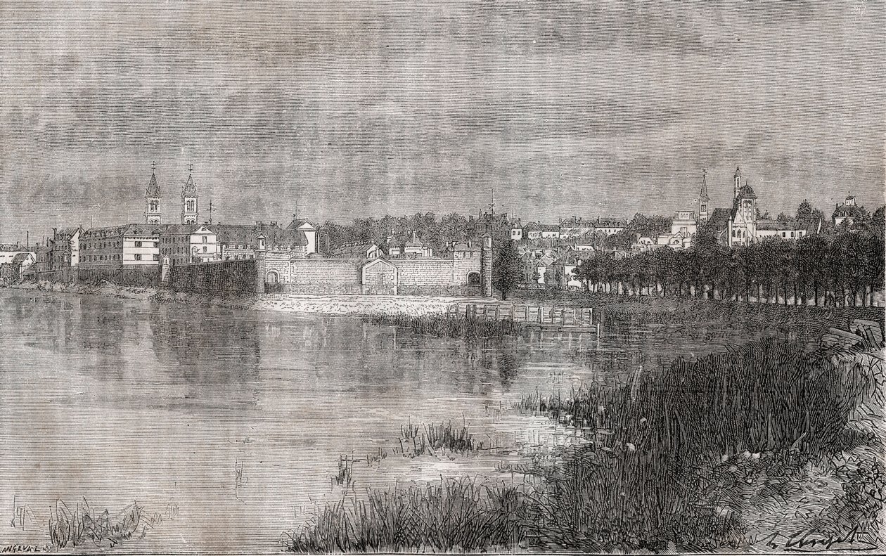 Melun - Ile-de-France - gravering i "La France illustrée: geografi, historie, statistisk administrasjon" av V.A. Malt-Brown. 1884 av French School