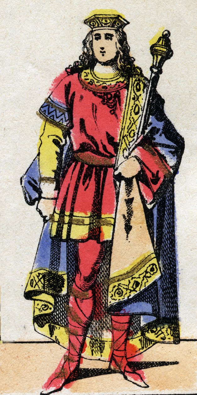 Merovingerdynastiet: Portrett av Thierry IV (713-737) Frankenes konge fra 721 til 737. Epinalbilde fra slutten av 1800-tallet. Privat samling. av French School