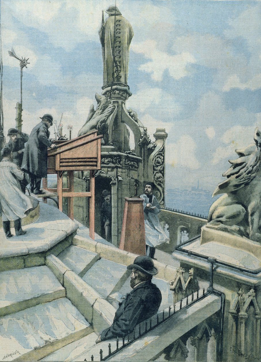 Meteorologisk observatorium på Tour St. Jacques, illustrasjon fra Le Petit Parisien, 20. november 1902 av French School