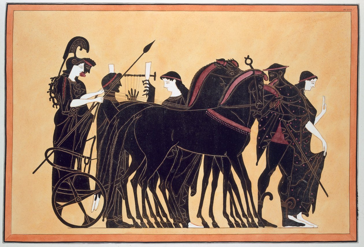 Minerva i krigsvogn med ledsagere, utgitt 1808-10 av French School