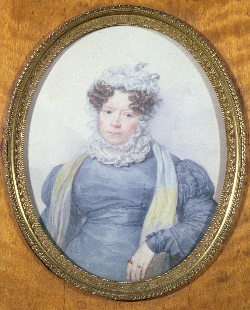 Miniatyrportrett av Madame Swetchine (1782-1857) (wc på papir) av French School