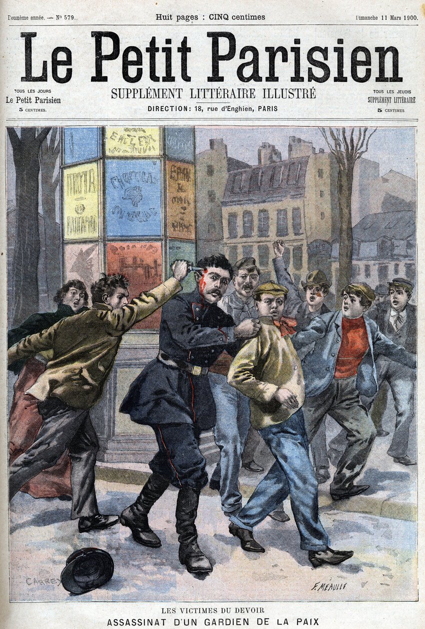 Miscellaneous fact: Assassination of a peacekeeper in Paris rue Vergniaud in 1900 - in " Le petit Parisien”” av French School