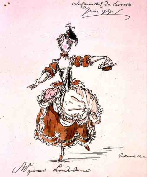Frøken Guimard som Terpsichore, i en libretto av Louis Fuzelier (1677-1752) komponert av Mondonville, faksimile av A. Guillaumot Fils av French School