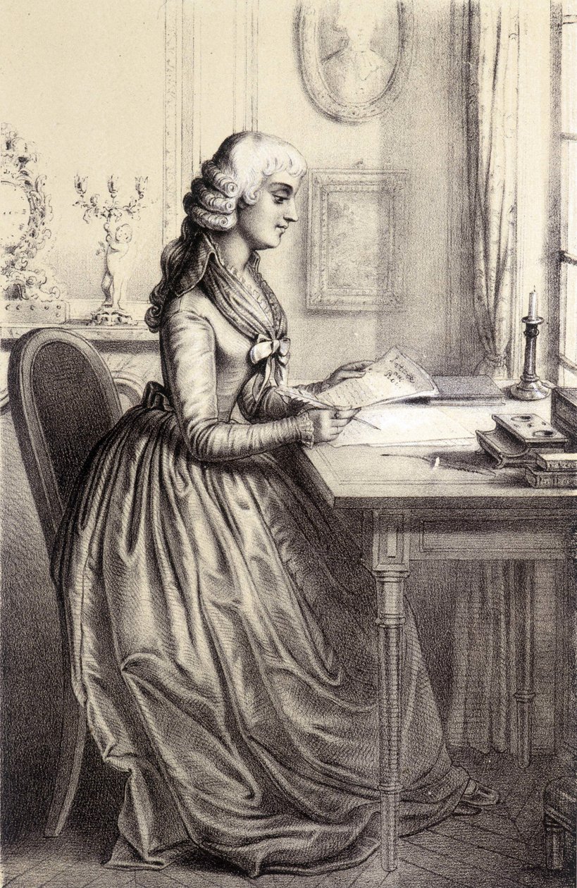 Mme Roland (1754 - 1793) - i "Historical Gallery of the French Revolution" av Alber Maurin av French School