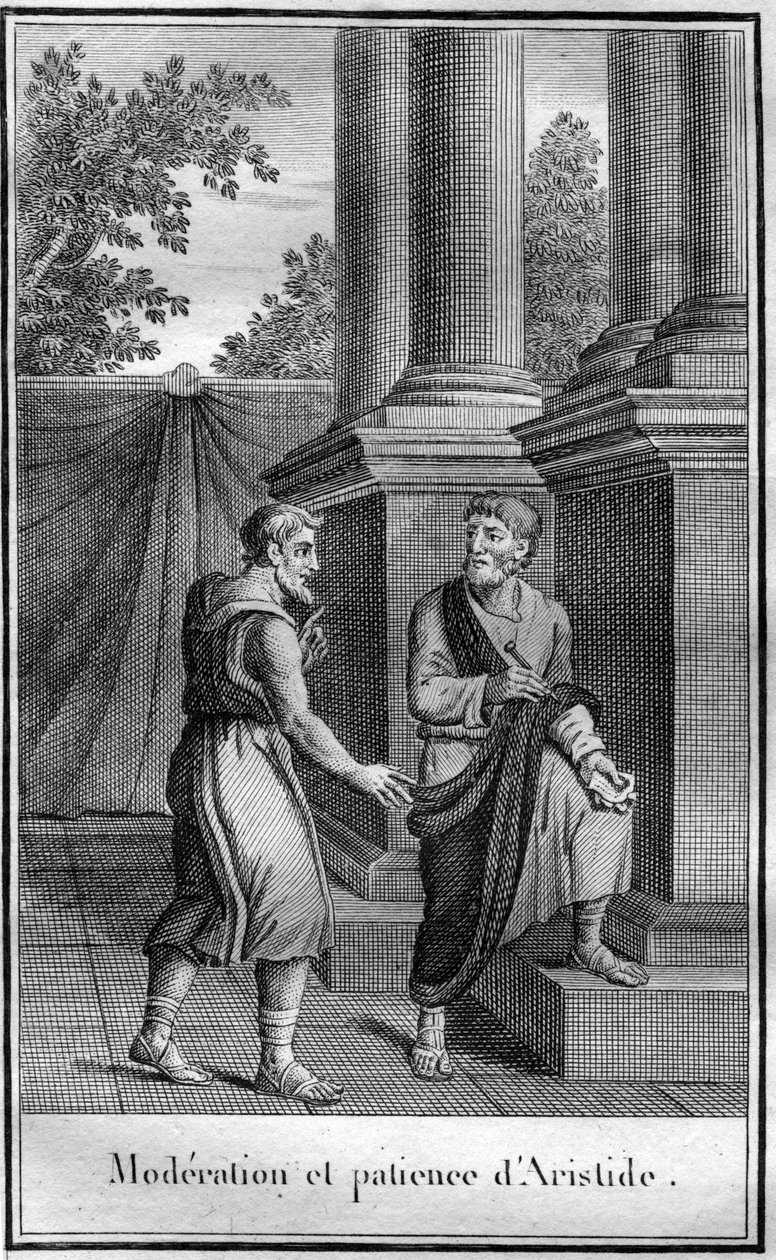 Moderation and patience of Aristide the righteous (ancient Greek Aristeides), an Athenian statesman, v. 550 in the deme of Alopece, died 467. In “” Beautes de l