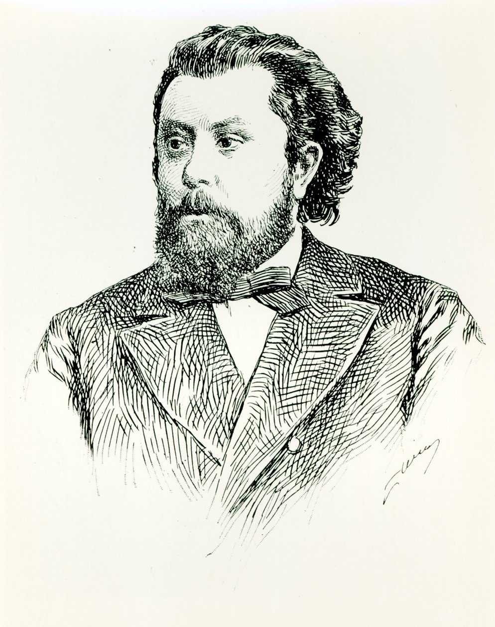 Modest Petrovich Moussorgsky (1835-81), illustrasjon fra LHistoire de la Musique en Russie av Albert Soubies, utgitt i Paris, 1898 av French School