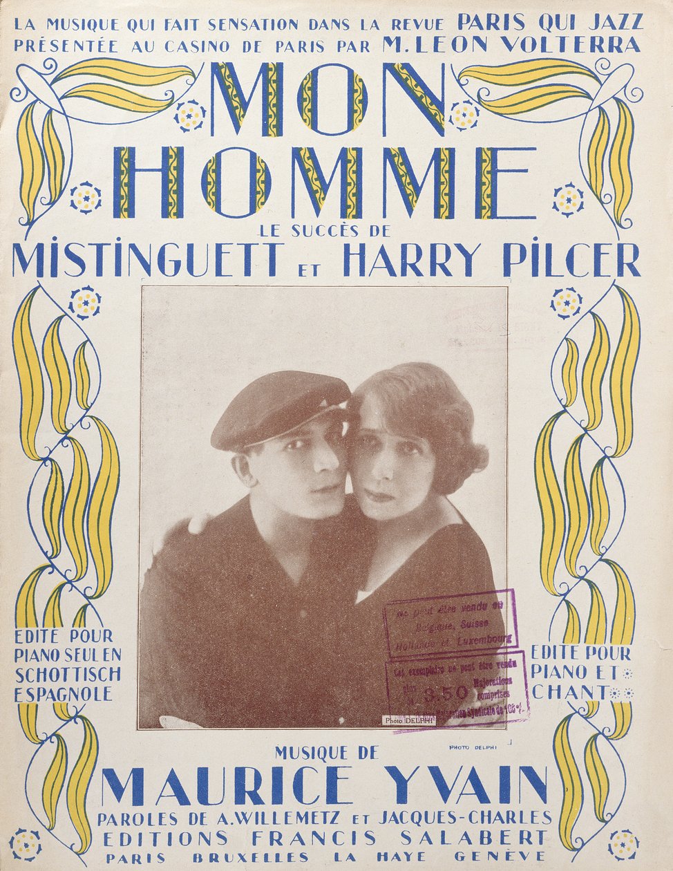 Mon Homme, cover av partituret til sangen av Mistinguett og Harry Pilcer, 1920 av French School