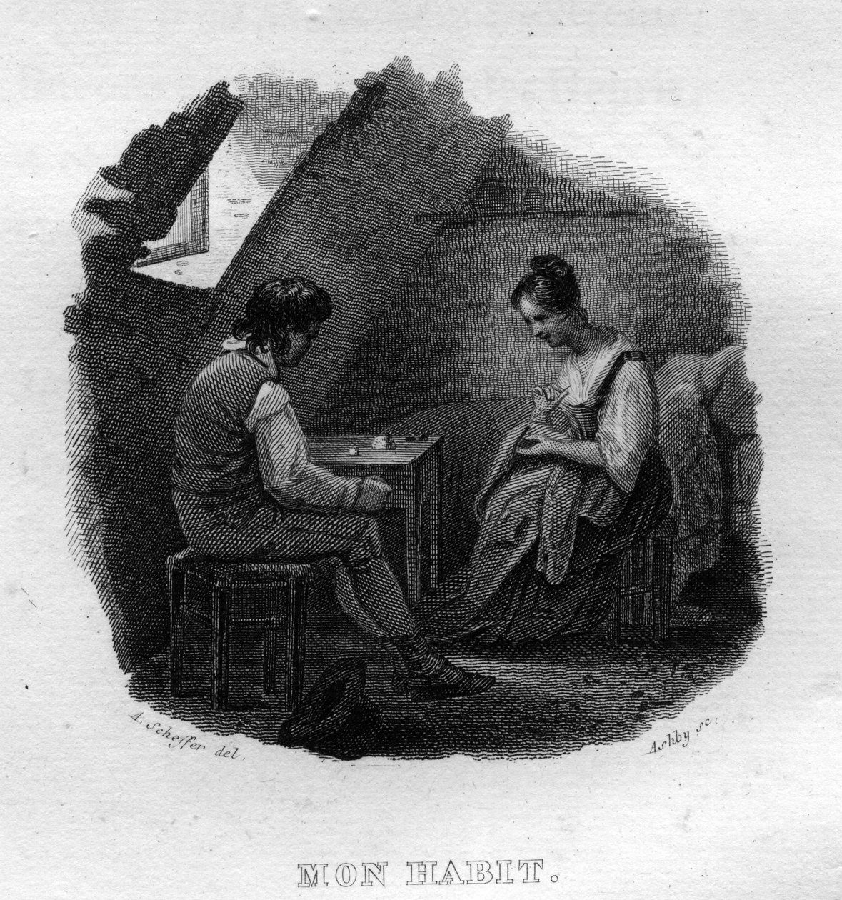 Mon habit Chanson de Beranger i "" Oeuvres completes"" (1834) av Pierre Jean de Beranger (1780-1857), fransk poet og låtskriver. av French School